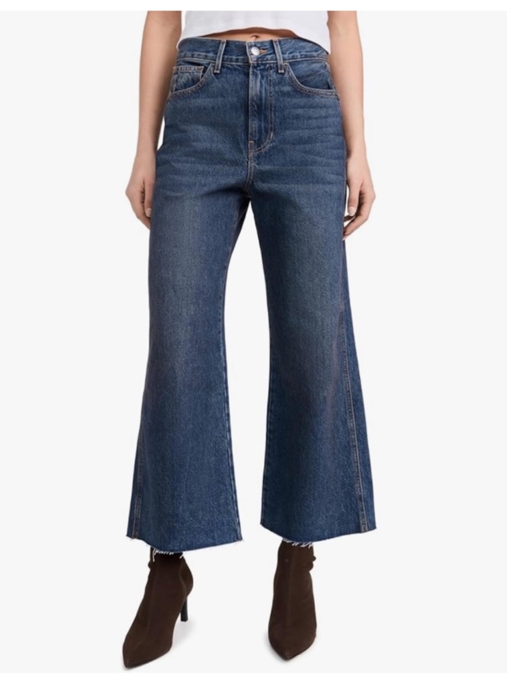 Veronica Beard Taylor Cropped Wide Leg High Rise Jeans - Equinox Blue - 29